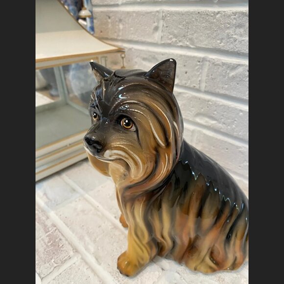 Yorkshire Terrier Figurine - Large Vintage Porcelain - Hand Painted in Italy - Picture 5 of 10